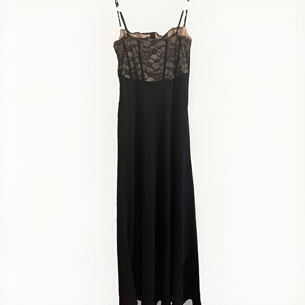 Black Halo Coressa Underwire Lace Inset Stretchy Crepe Gown, Sz 12, New - Picture 11 of 12